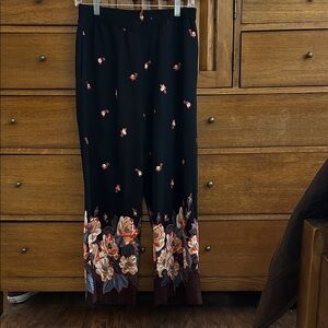 Ettika for Anthropologie black Floral Pants